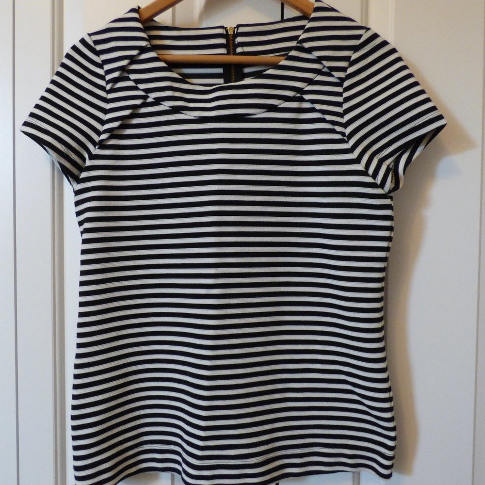 Banana Republic Ribbed Top with Black & White Stripes